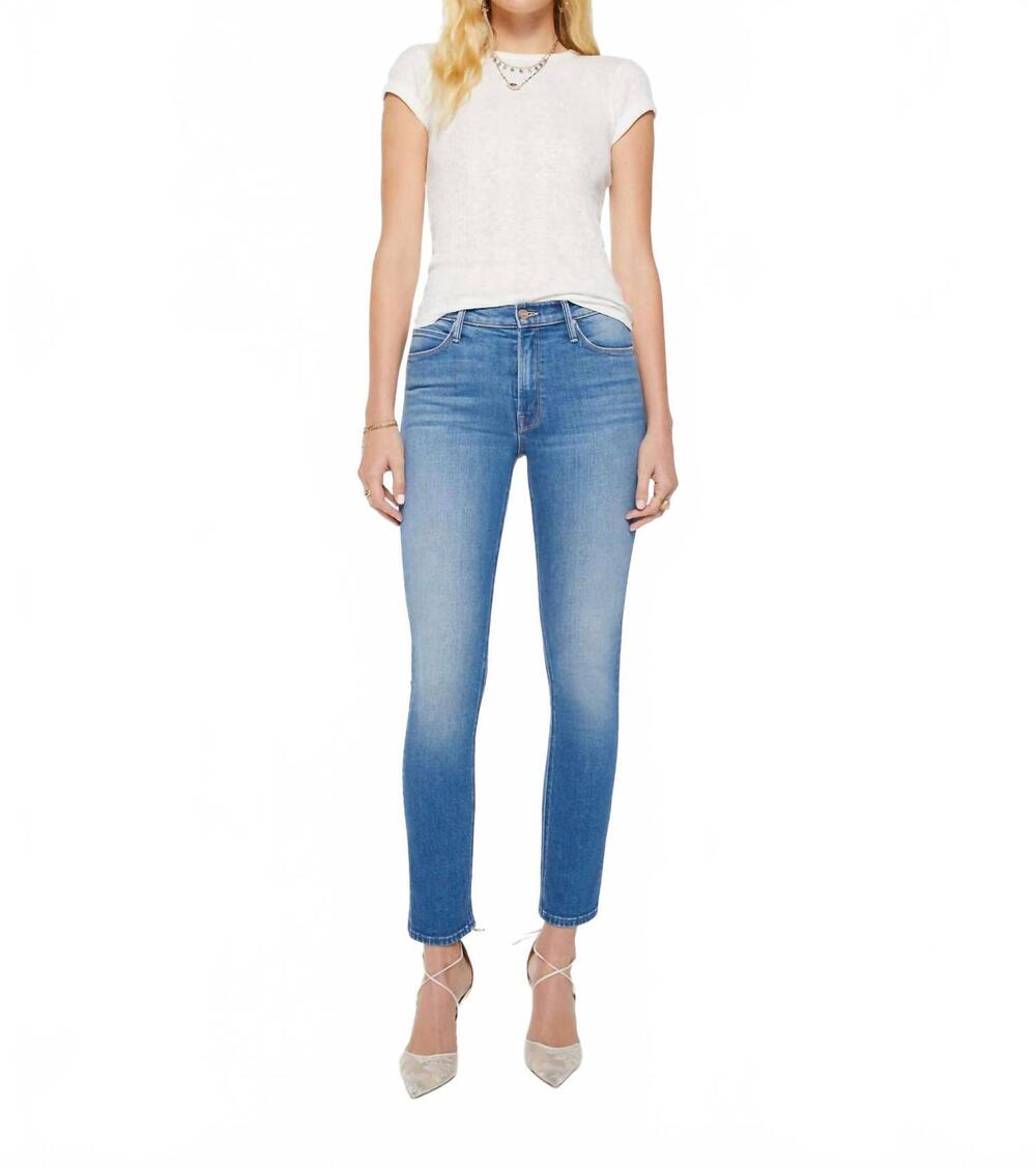 NEW MOTHER the dazzler hover mid rise jeans in kissing the caddy